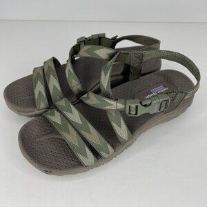 Skechers Beach Beauty Strappy Sandals Womens Size 7 Olive Green Waterproof Shoe
